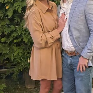 Mini Camel Button Up Dress